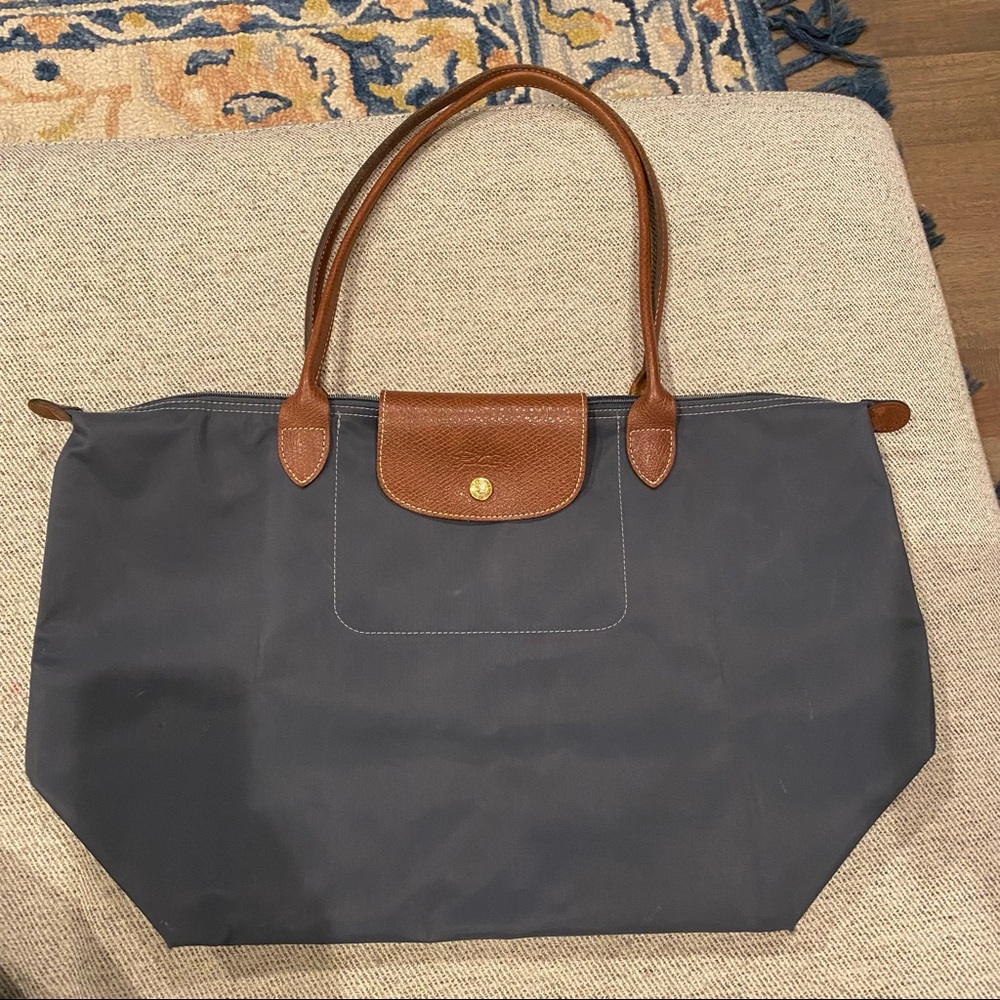 Longchamp Le Pilage Large Tote Bag - Dark Gray